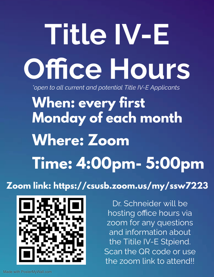 Flyer with time and date of virtual office hours