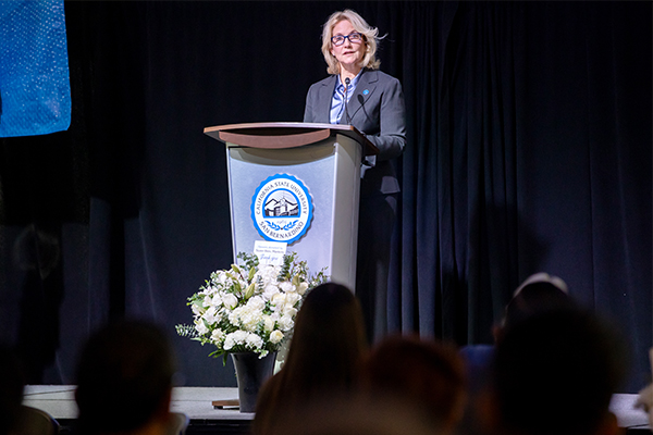 Debbie Brown, wife of the late Jack H. Brown, philanthropist and founder of Stater Bros. Markets, delivered the donor address.