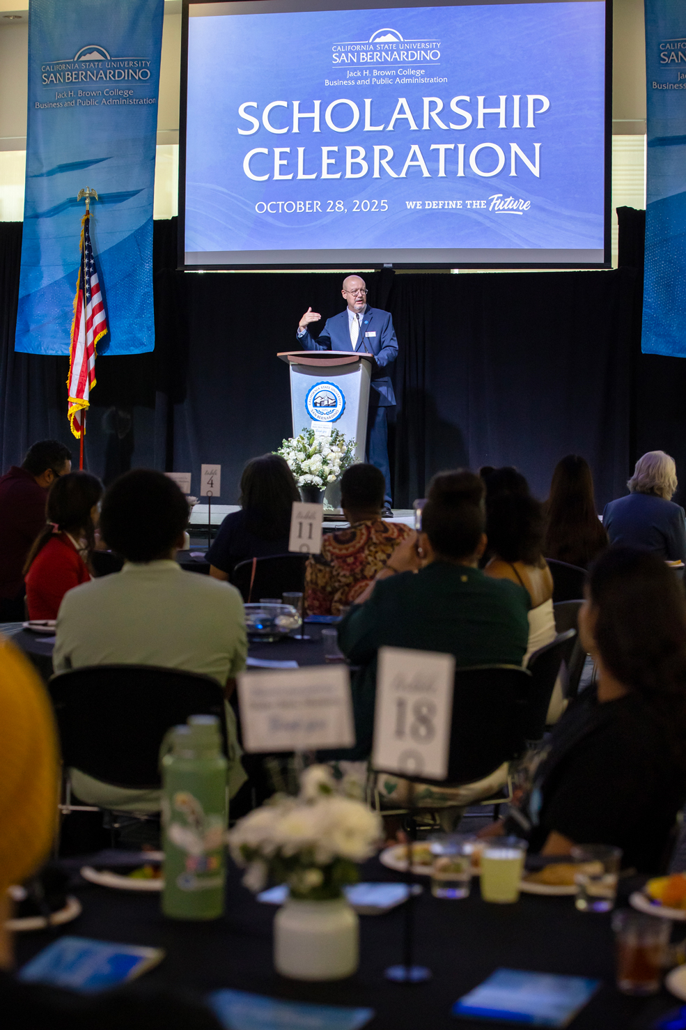 Tomás Gomez-Arias, dean of Jack H. Brown College of Business and Public Administration, welcomed donors and scholarship recipients to the event.