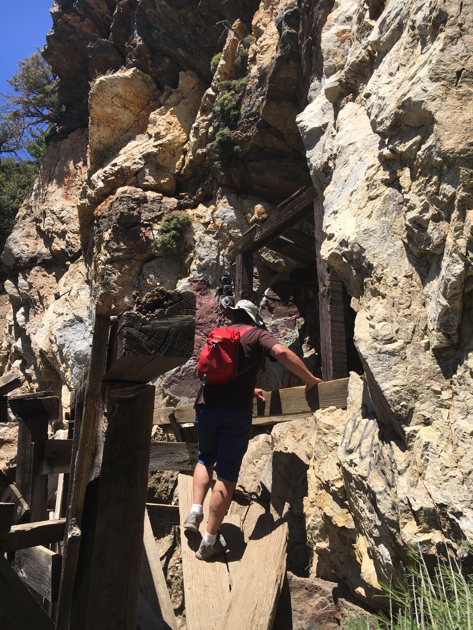 man walking on board to mine