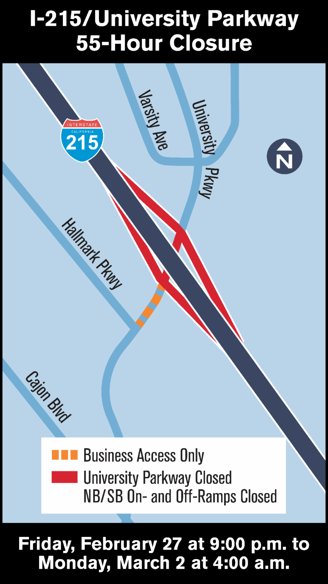 SBCTA 55-hour closure map