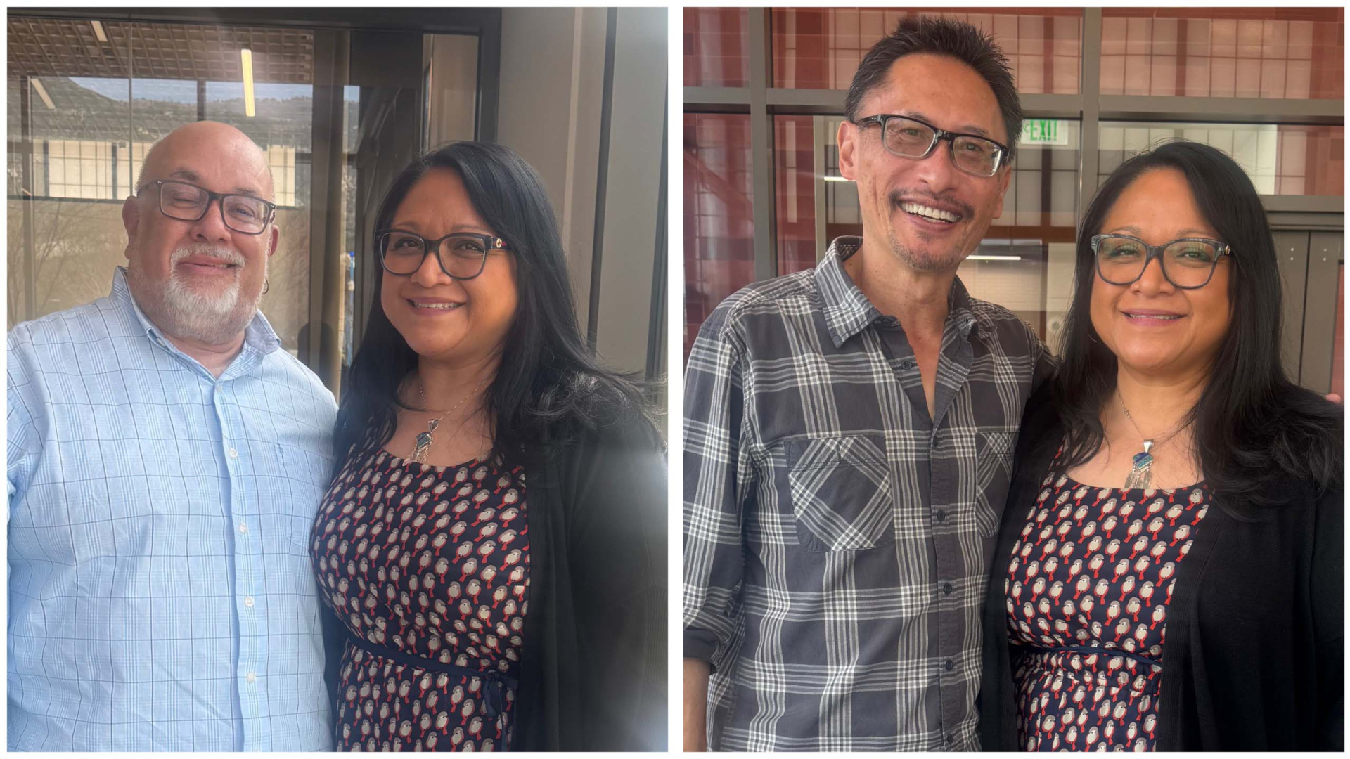 Elizabeth Musgrove with David Chavez (left photo) and Eugene Wong (right photo).