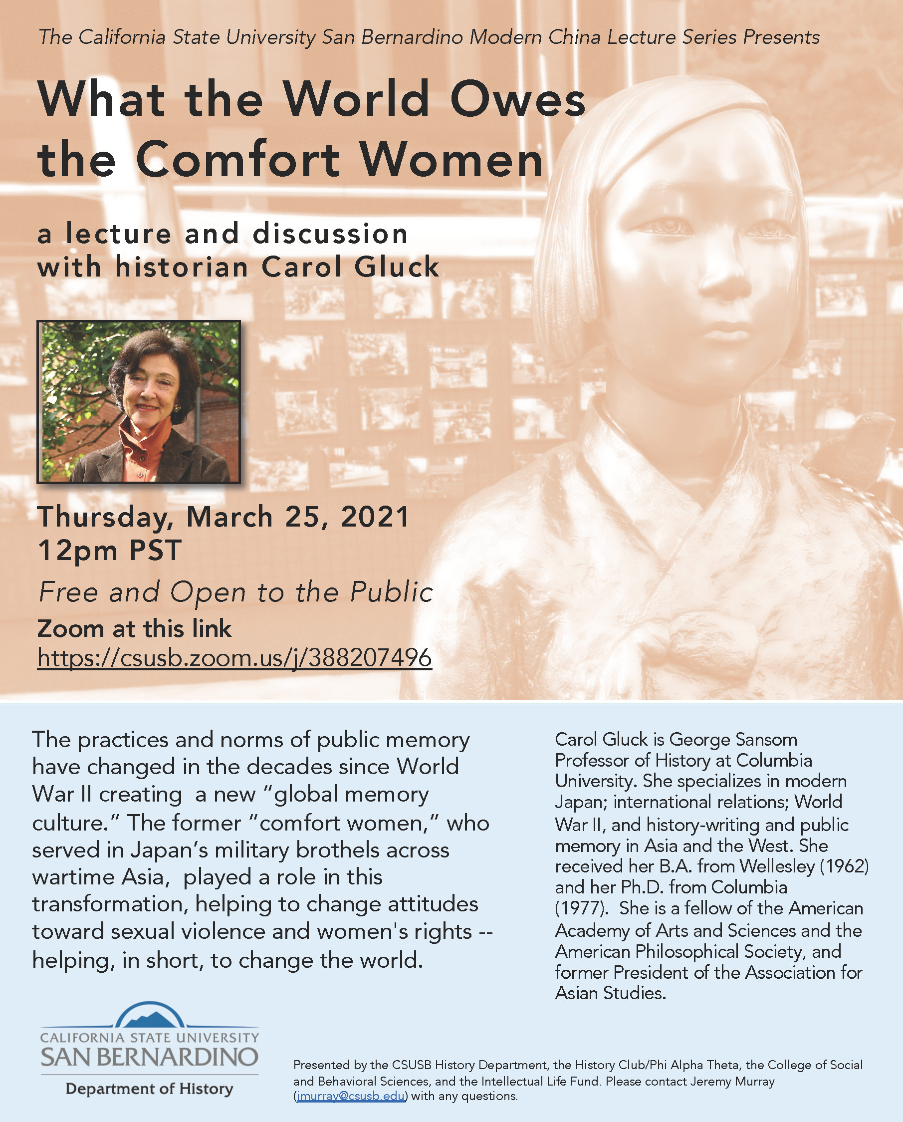 Carol Gluck Modern China Lecture flier